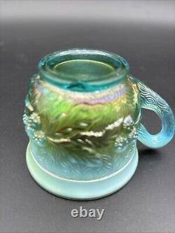 Northwood Aqua Opal Acorn Burrs Carnival Glass Punch Cup