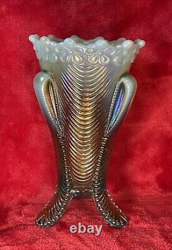 Northwood Aqua Opal Carnival Glass Daisy & Drape Vase Prettiest Perfect