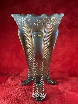 Northwood Aqua Opal Carnival Glass Daisy & Drape Vase Prettiest Perfect