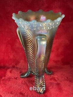 Northwood Aqua Opal Carnival Glass Daisy & Drape Vase Prettiest Perfect