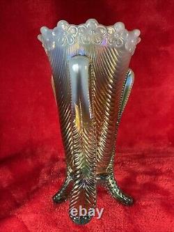 Northwood Aqua Opal Carnival Glass Daisy & Drape Vase Prettiest Perfect