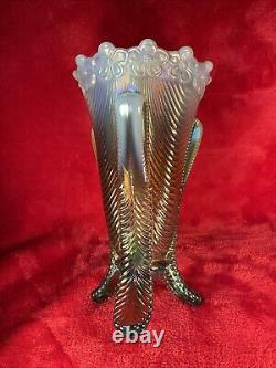 Northwood Aqua Opal Carnival Glass Daisy & Drape Vase Prettiest Perfect