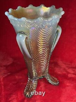 Northwood Aqua Opal Carnival Glass Daisy & Drape Vase Prettiest Perfect