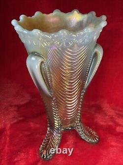 Northwood Aqua Opal Carnival Glass Daisy & Drape Vase Prettiest Perfect