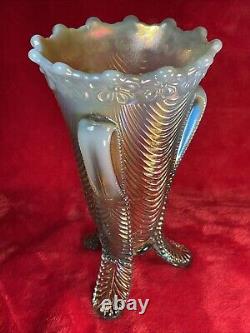 Northwood Aqua Opal Carnival Glass Daisy & Drape Vase Prettiest Perfect