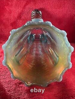 Northwood Aqua Opal Carnival Glass Daisy & Drape Vase Prettiest Perfect