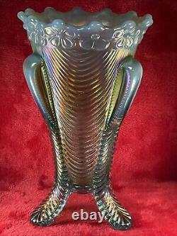 Northwood Aqua Opal Carnival Glass Daisy & Drape Vase Prettiest Perfect