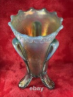 Northwood Aqua Opal Carnival Glass Daisy & Drape Vase Prettiest Perfect