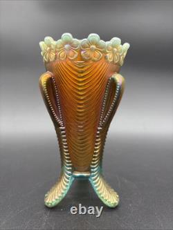 Northwood Aqua Opal Daisy And Drape Carnival Glass Vase