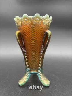 Northwood Aqua Opal Daisy And Drape Carnival Glass Vase