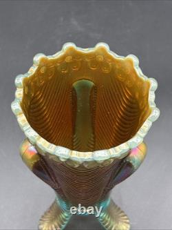 Northwood Aqua Opal Daisy And Drape Carnival Glass Vase