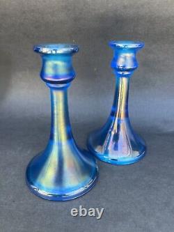 Northwood Candle Stick Holders Carnival Glass Made In USA
