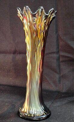 Northwood Carnival Glass Amethyst Tree Trunk Vase Standard Size 11 Iridescent