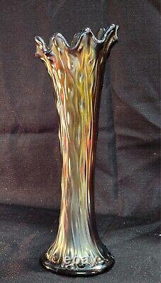 Northwood Carnival Glass Amethyst Tree Trunk Vase Standard Size 11 Iridescent