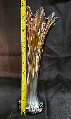 Northwood Carnival Glass Amethyst Tree Trunk Vase Standard Size 11 Iridescent