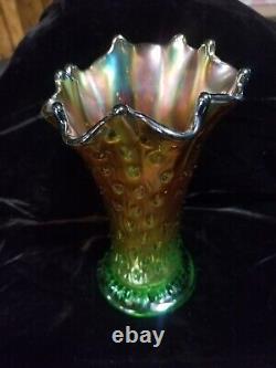 Northwood Carnival Glass Amethyst Tree Trunk Vase Standard Size 8 Iridescent