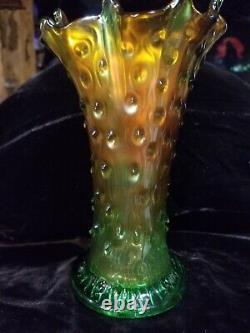 Northwood Carnival Glass Amethyst Tree Trunk Vase Standard Size 8 Iridescent