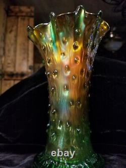 Northwood Carnival Glass Amethyst Tree Trunk Vase Standard Size 8 Iridescent