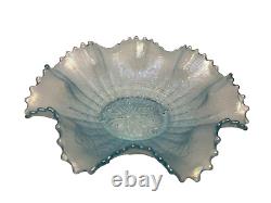 Northwood Carnival Glass Bowl Hearts and Flowers Ice Blue Pastel 8.5 Vintage