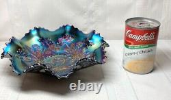 Northwood Carnival Glass Good Luck Ruffled Bowl, Amethyst, Electric Iridescence