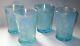 Northwood Carnival Glass Iridescent Ice Blue DANDELION Flower Tumblers Set of 4