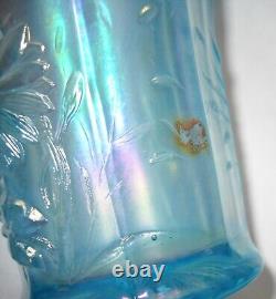 Northwood Carnival Glass Iridescent Ice Blue DANDELION Flower Tumblers Set of 4