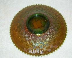 Northwood Carnival Glass Marigold Grape Cable Variant Basketweave Iridescent
