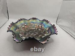 Northwood Carnival Glass Vtg Amethyst Bowl Used Condition Beautiful 9 Diameter