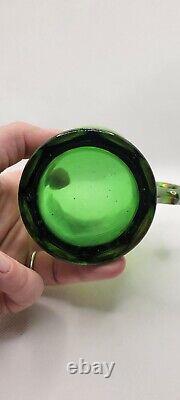 Northwood Carnival Green Glass Singing Birds Mug Iridescent Vintage Cup
