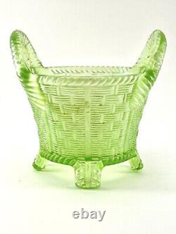 Northwood Glass Co Bushel Basket Iridescent Green Carnival Glass