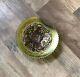 Northwood Glass Grape & Cable Green Dish, Upturned Handle, Basketweave Back