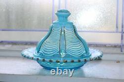 Northwood Glass Opalescent Blue Drapery Butter Dish
