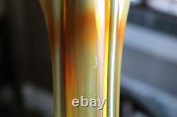 Northwood Glass Vase Aqua Opalescent Four Pillars Carnival Glass