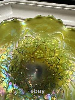 Northwood, Green, Blossomtime, Carnival Glass Compote