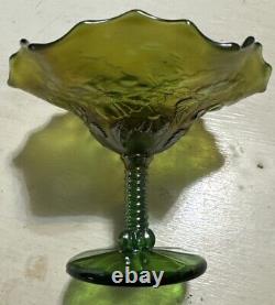 Northwood, Green, Blossomtime, Carnival Glass Compote