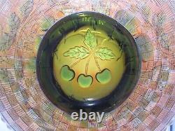 Northwood Green Carnival Glass Three Fruits 9 Plate Basketweave Back c. 1910-25
