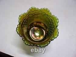 Northwood, Green, Grape & Cable withThumbprint Carnival Glass Spooner