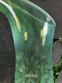 Northwood Green Opalescent Poinsettia Pitcher