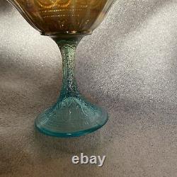 Northwood Hearts Flowers Ice Blue Opalescent Carnival Glass Compote Stunning