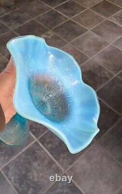 Northwood Ice Blue Opalescent Hearts And Flowers Compote TONS OF OPAL L@@K