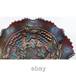 Northwood Iridescent Grape and Cable Plate Amethyst Carnival Glass Vintage