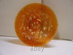 Northwood, Marigold, Three Fruits, Carnival Glass Plate WithBasketweave Exterior