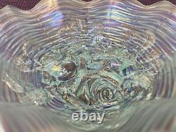 Northwood ROSE SHOW ANTIQUE CARNIVAL GLASS RUFFLED OWLAQUA OPALESCENTGORGEOUS