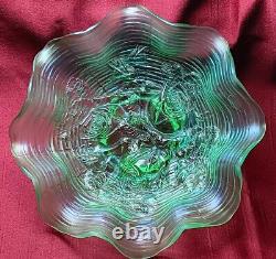 Northwood Rose Show Ice Green Ruffled Footed Bowl