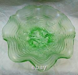 Northwood Rose Show Ice Green Ruffled Footed Bowl