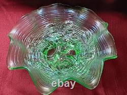 Northwood Rose Show Ice Green Ruffled Footed Bowl