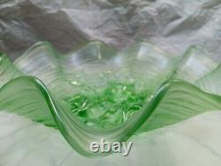 Northwood Rose Show Ice Green Ruffled Footed Bowl