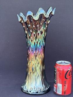 Northwood Swung Amethyst Carnival Glass Vase