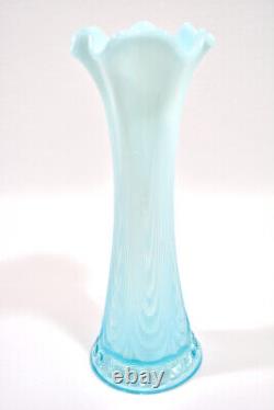 Northwood Swung Glass Vase Turquoise Opalescent Jewels Drapery c. 1906 RARE