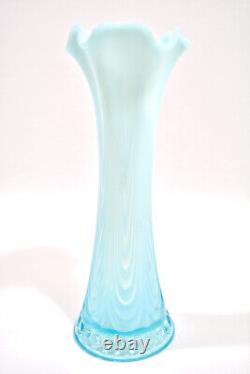 Northwood Swung Glass Vase Turquoise Opalescent Jewels Drapery c. 1906 RARE